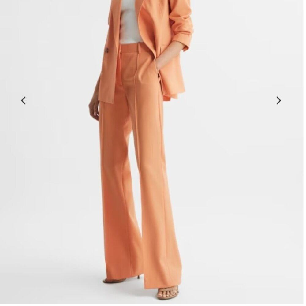 REISS Emmy Wide Leg Tailored Trousers in Orange US 0